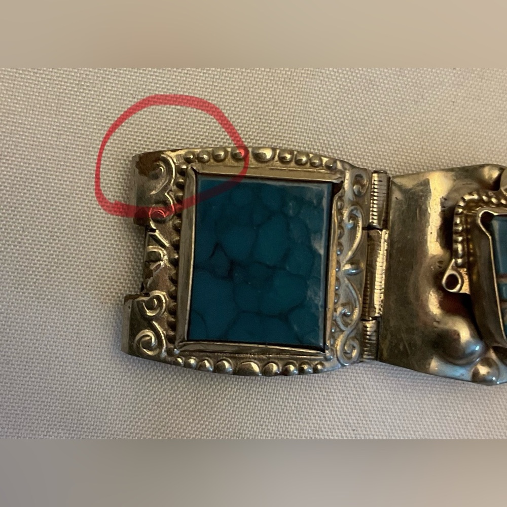 Stunning Hecho En Taxco Vintage Turquoise Bracelet - Picture 8 of 12